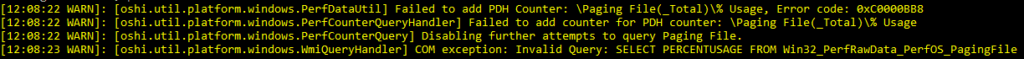 Warnung beim Minecraft Sever unter Windows: Failed to add PDH Counter