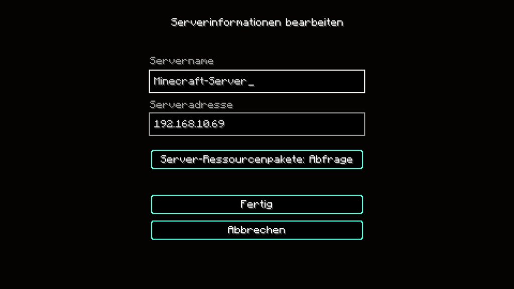 Minecraft Server im Client anlegen